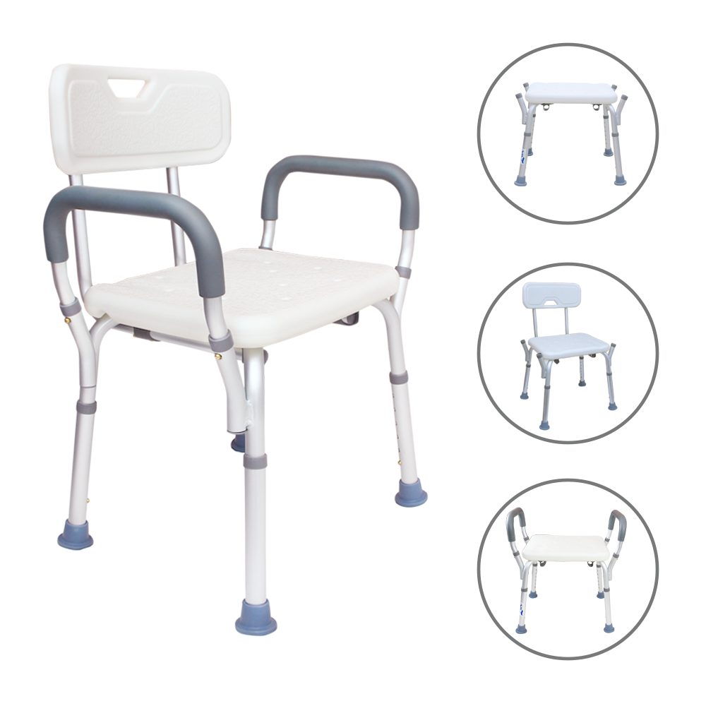 4-In-1 Bath Chair With Back & Armrests