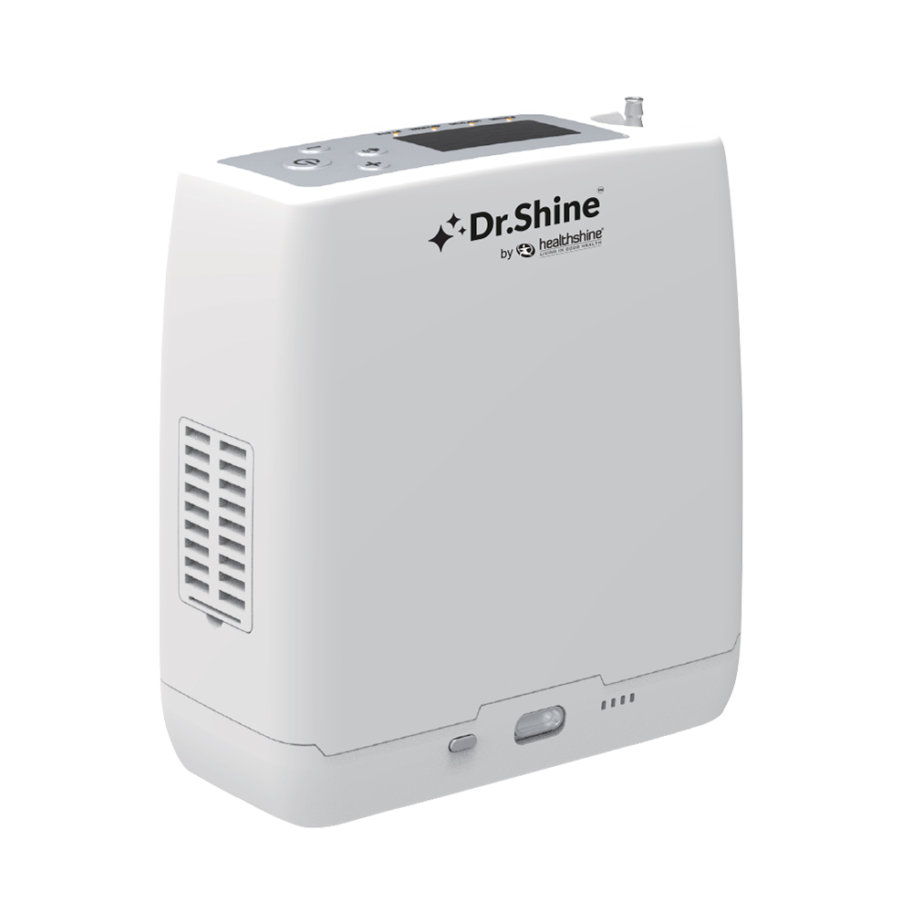Dr. Shine OXY365 Mini portable oxygen concentrator, side view