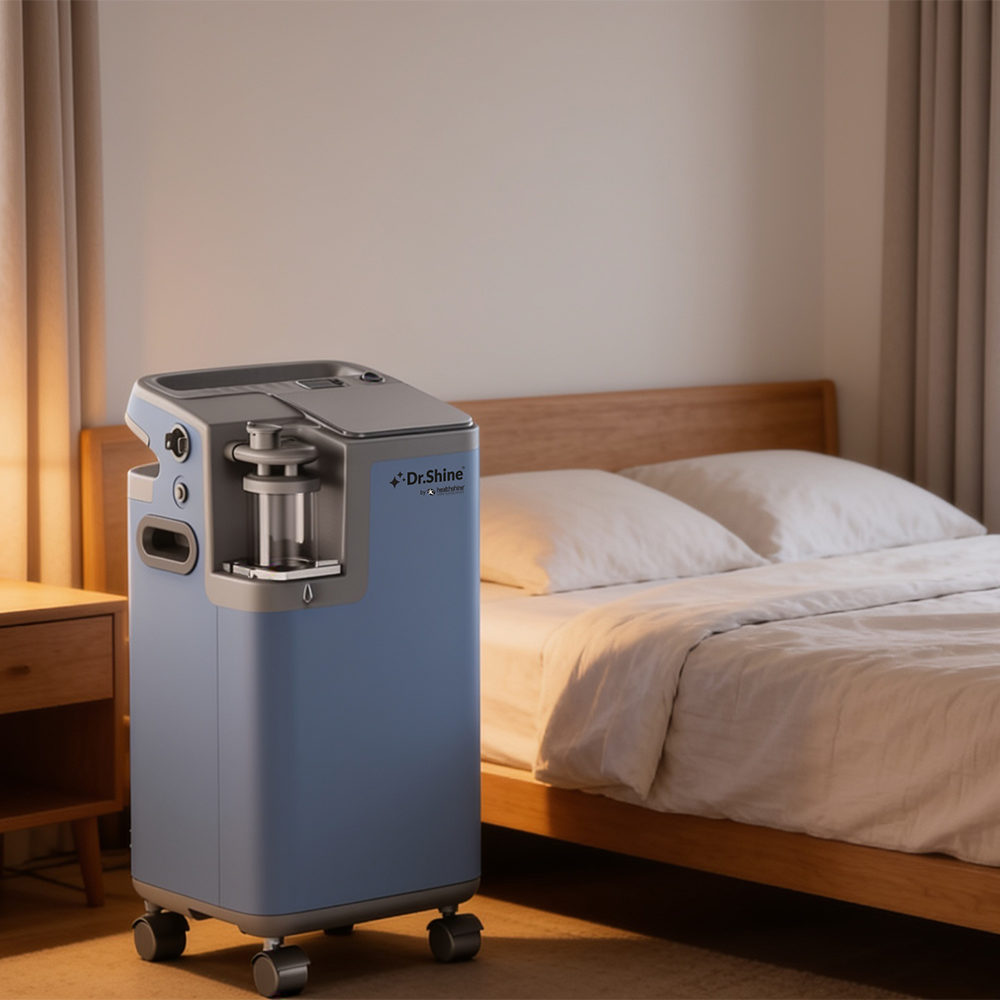 Dr. Shine OXY365 Multi oxygen concentrator in a bedroom