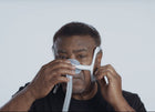 ResMed AirFit N20 nasal mask worn, fitting view